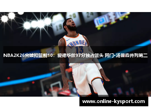 NBA2K26突破扣篮前10：爱德华兹97分独占鳌头 阿门·汤普森并列第二