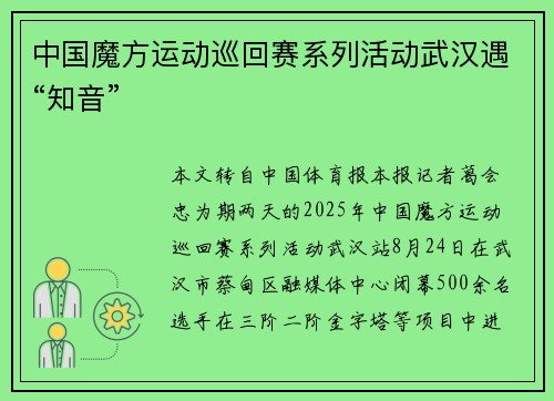 中国魔方运动巡回赛系列活动武汉遇“知音”